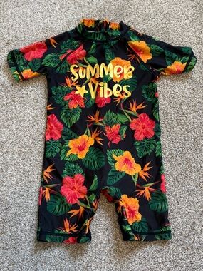 Baby rash guard black & floral baby 18 months